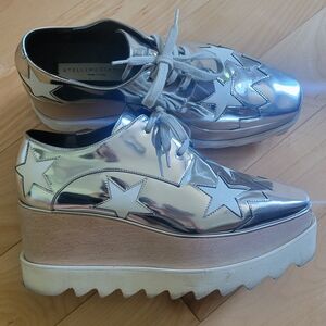 Stella McCartney Silver Star Platform Derby Shoes